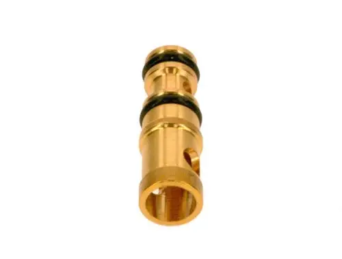 Goldfarbener Venturi mit mehreren Ringen und Öffnungen, hergestellt von Bosch. Das Produkt zeigt Details zur Konstruktion, einschließlich Dichtungsringen.